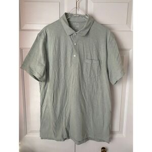 J. Crew Mens‎ L Slub Jersey Cotton Pocket Polo Shirt Light Green Short Sleeve